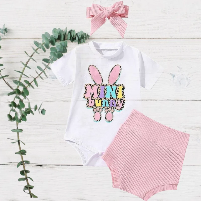 Baby Easter 2-Piece Mini Bunny White Tee with Pink Bummie