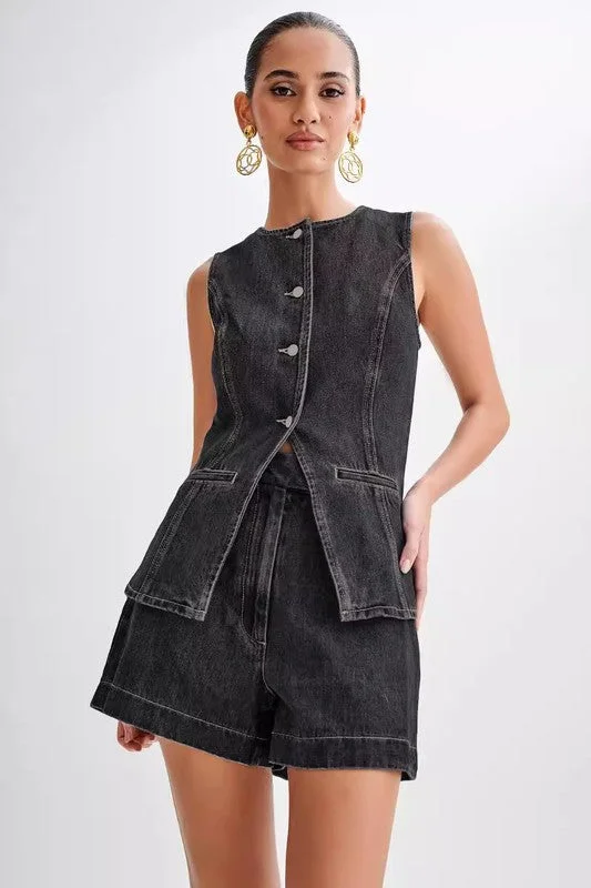 WOMEN FASHION DENIM TWO PIECE SET