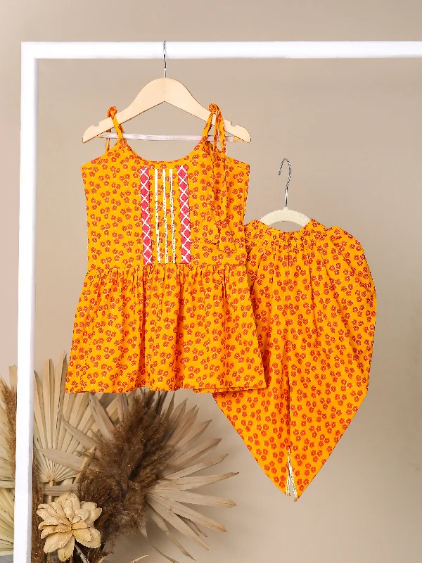 Pre-Order- GIRLS FLORAL COORD SET-YELLOW