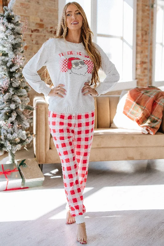 SALE - Tis The Season Graphic Santa Pajama Set | Size Medium