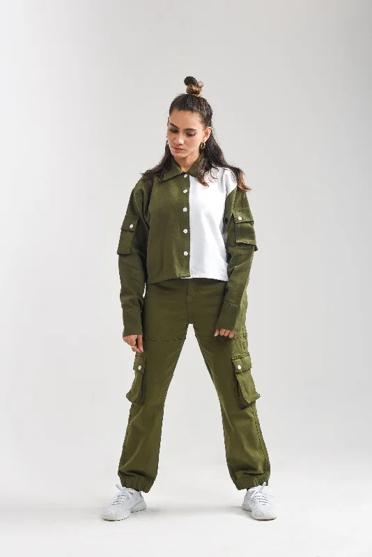 Olive Cargo Co'ord Set