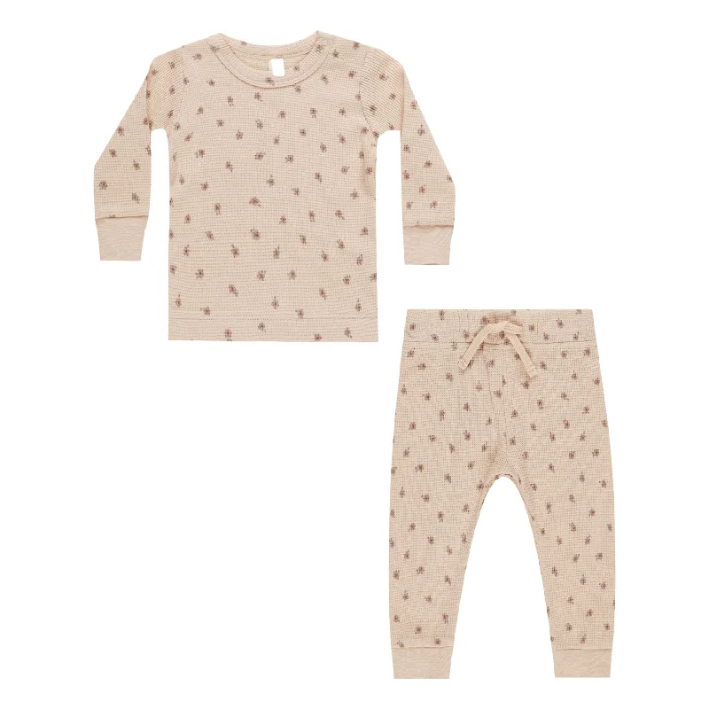 Waffle Top + Pant Set - Blossom - Shell