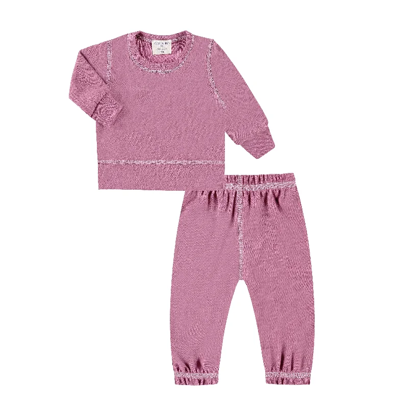 Eco-Lightweight Hacci Pullover and Pant Loungewear Sets