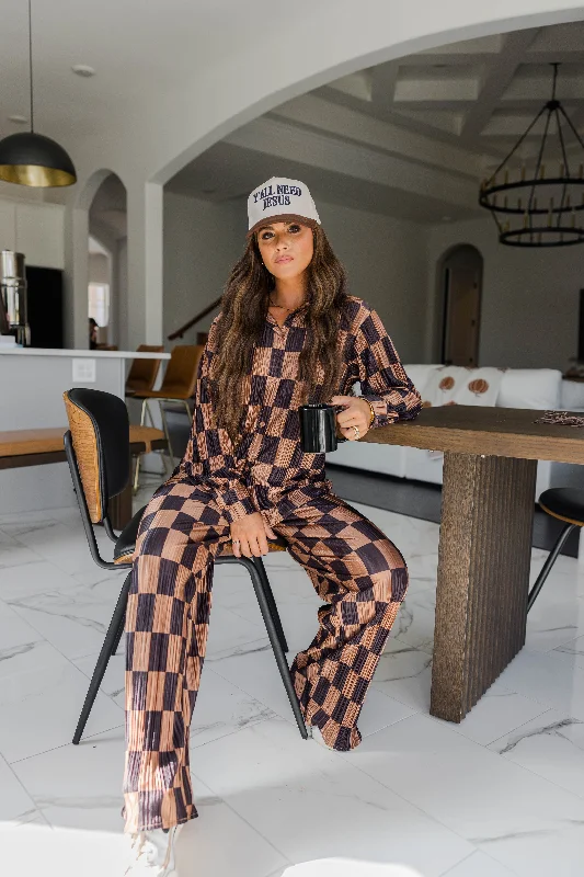 Hazel Plissé Checkered Set