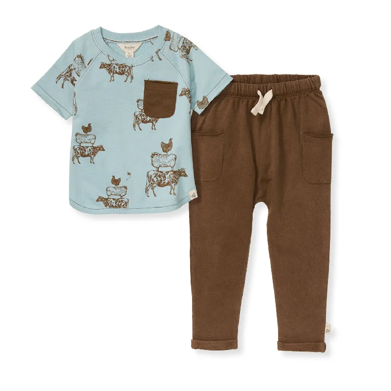 Stacked Farm Animals Shirt and Pant Set - Rainfall