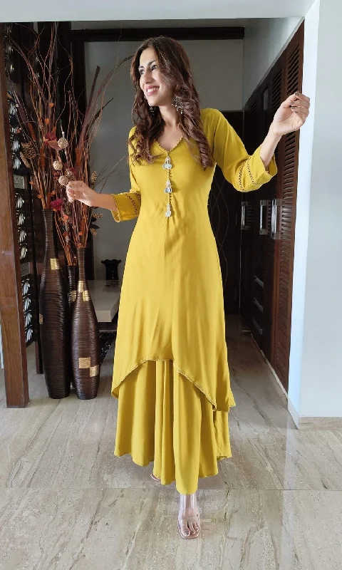 Mustard Yellow Dhoti Skirt Dress