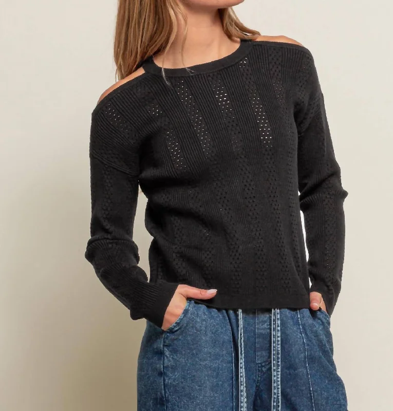 Cold Shoulder Sweater In Black