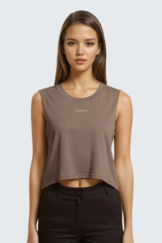 W Moon Air Cropped Tank - Wood