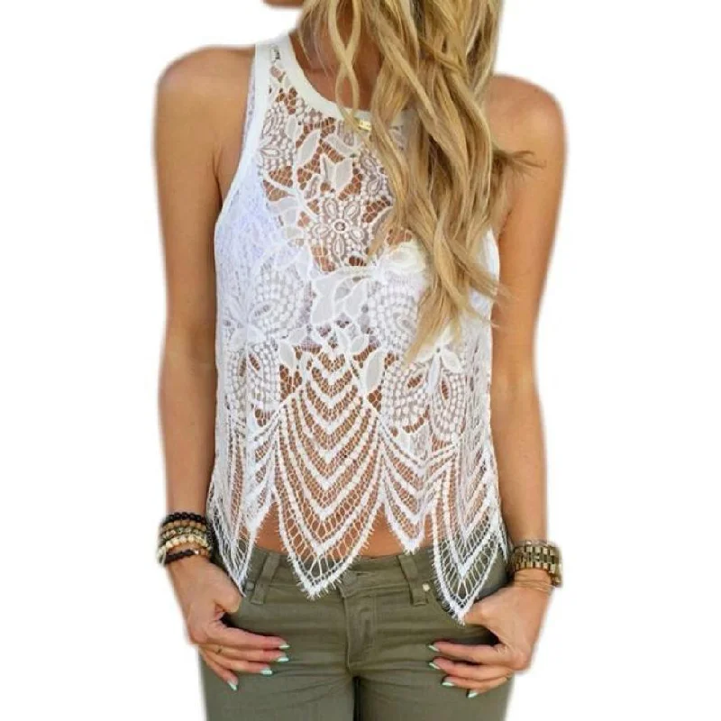 Floral Lace Crochet Tank Top