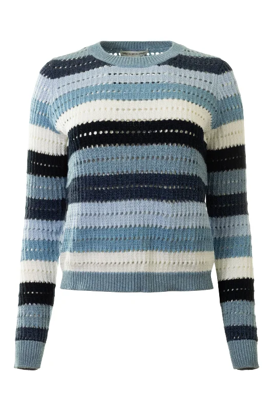 Autumn Cashmere Rainbow Pointelle Stripe
 in Blues Multi