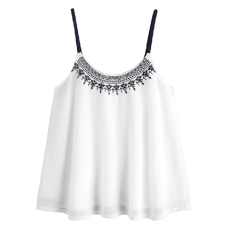 Embroidered Chiffon Cami Blouse