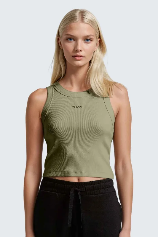 W MoonRib Cropped Tank - Pistachio Deep