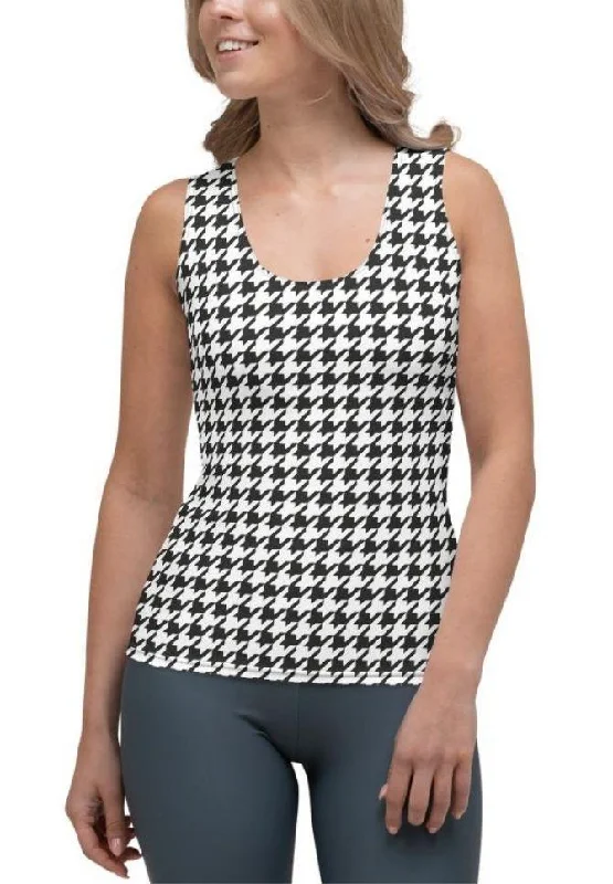 Black & White Houndstooth Print Tank Top