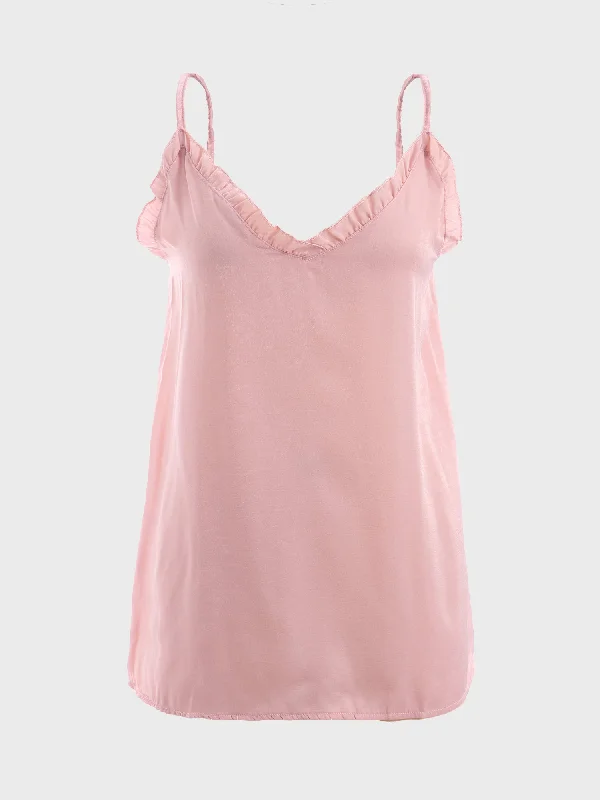 Midsize Glamour Ruffle Silk Camisole Top