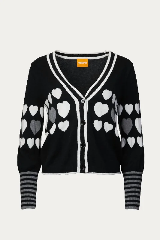 Sweetheart Cotton Silk-Blend Cardigan In Coal