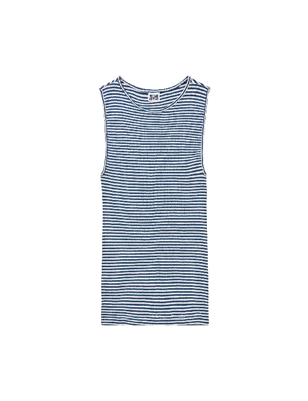 NPS Tank Top Fine Stripe, Marine/Ecru