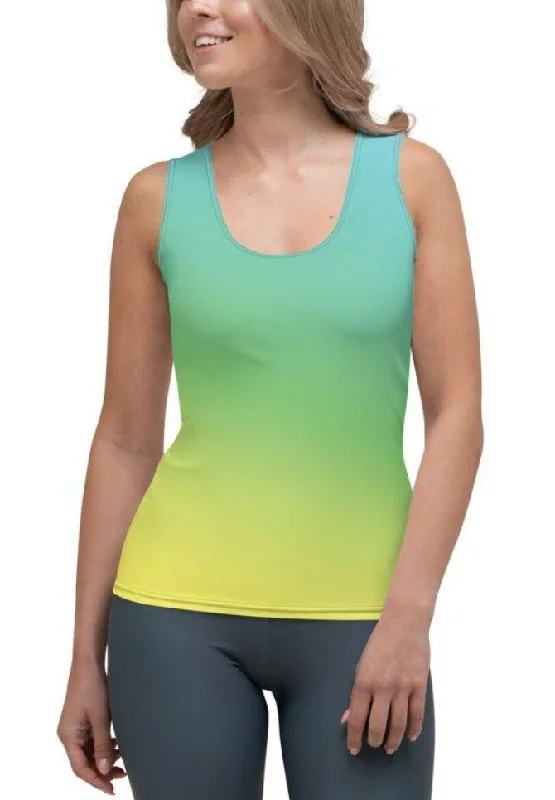 Vibrant Blue & Green Ombre Tank Top