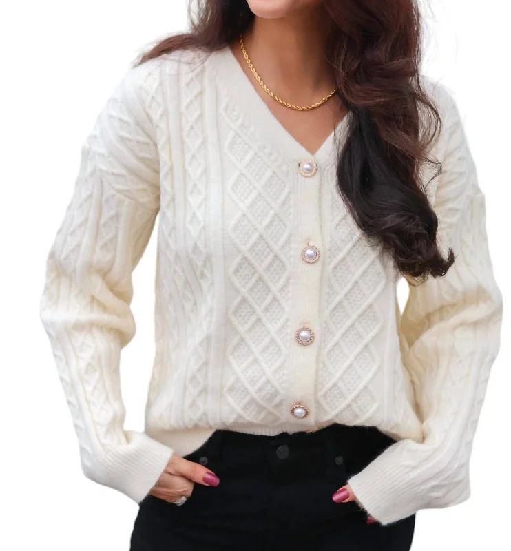 Mignon Cardigan Sweater In Ivory