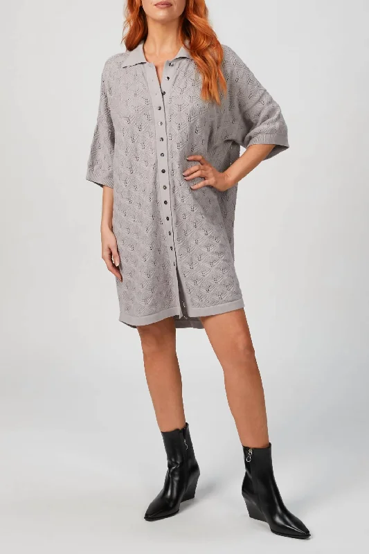 Oversized Lace Shirt In Stone Grey