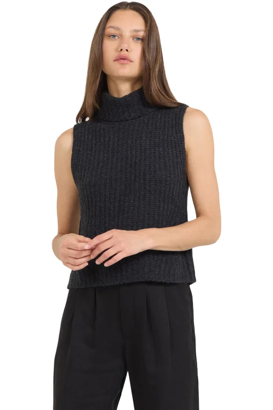 One Grey Day Polly Cashmere Vest in Charcoal