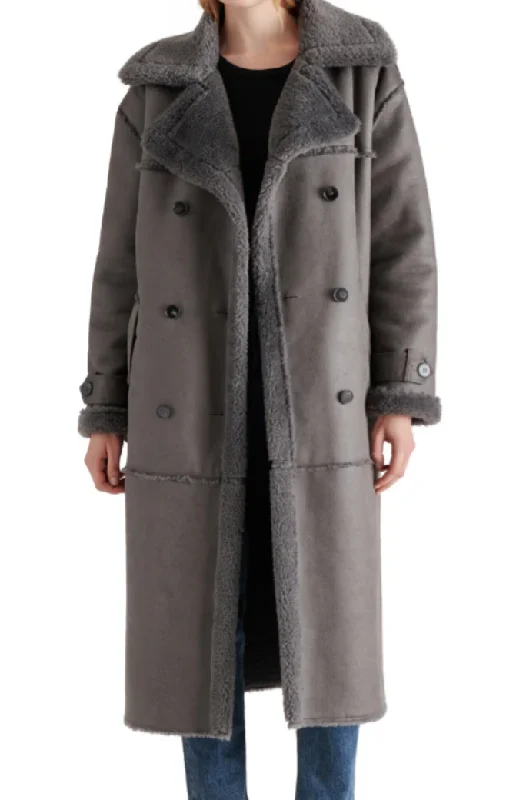 Eiffel Coat Grey Peacoat by Steve Madden