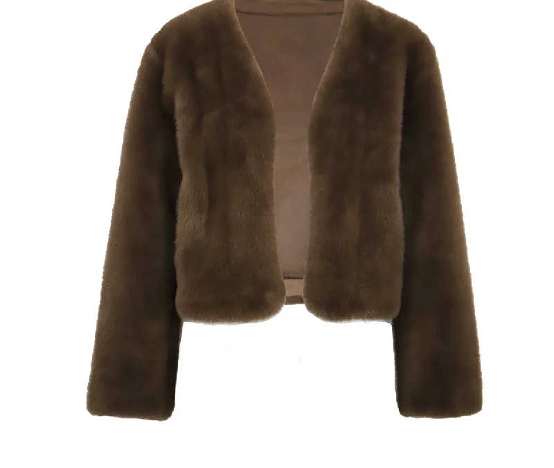 Faux Fur Cropped Jacket by Lucy Paris