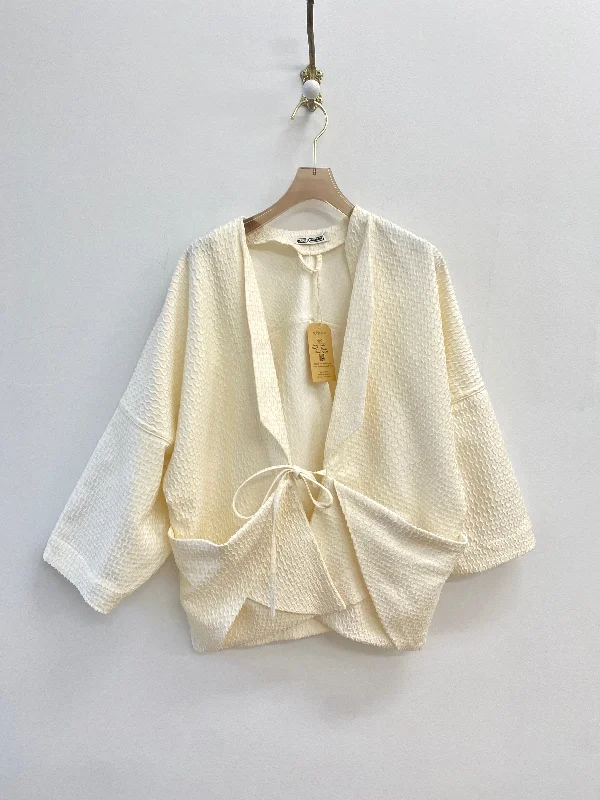 Ivory Circular Novelty Fabric Chore Jacket