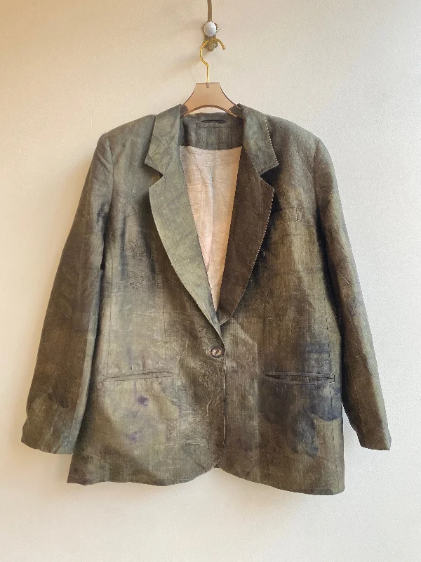 Olive Metallic Eco-Printed Blazer (Reworked)