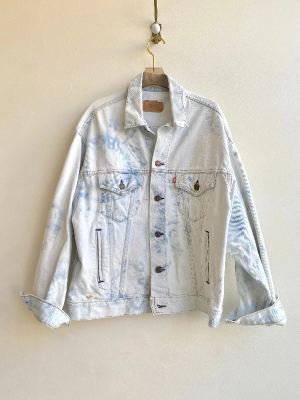 Pale Blue Acid Wash Dyed Levi Denim Jacket (Reworked)