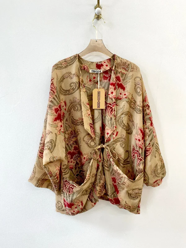 Silk Art Nouveau Floral Print Chore Jacket