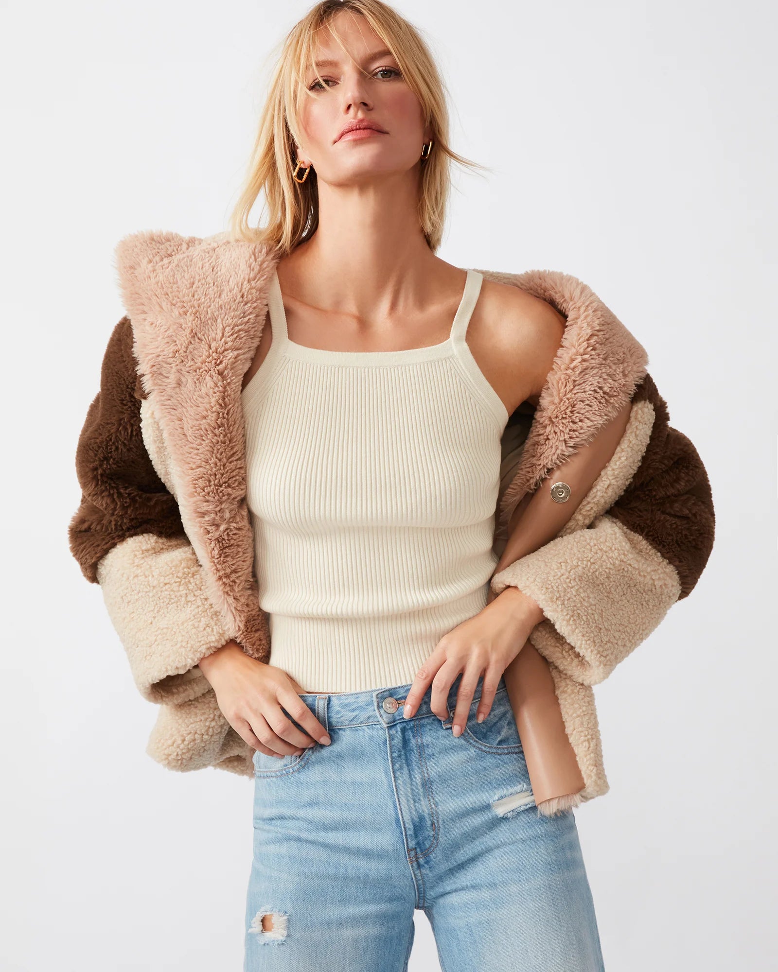 The Steve Madden Multi Color Faux Fur Coat