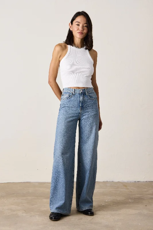 DELTA HIGH WAIST WIDE LEG JEAN / OCEANSIDE