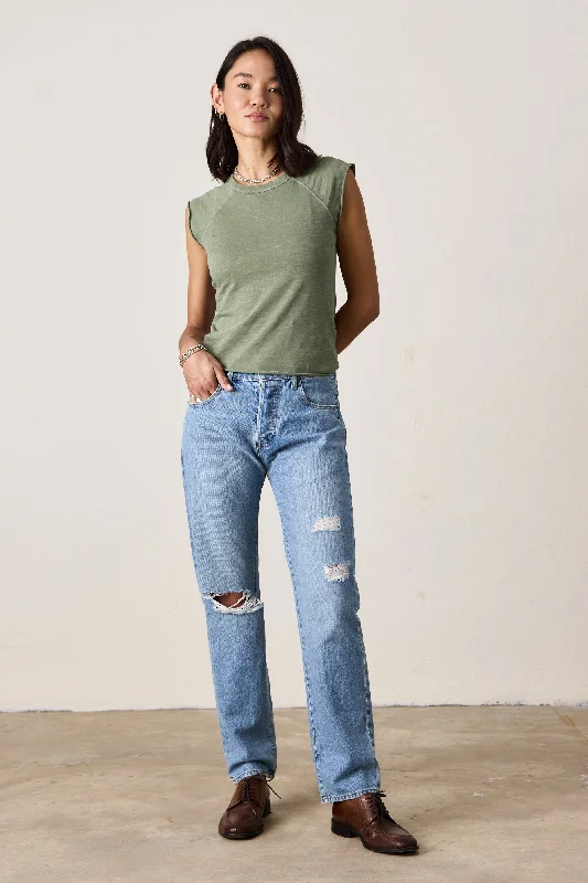 OWEN SLOUCHY STRAIGHT JEAN WITH DESTRUCTION / RIDGE WASH