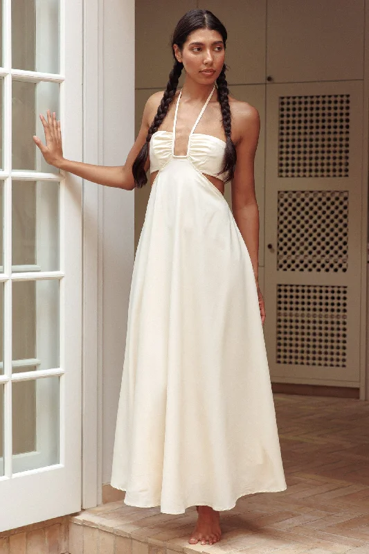 Onika Cut-Out Tied Back Maxi Dress Butter