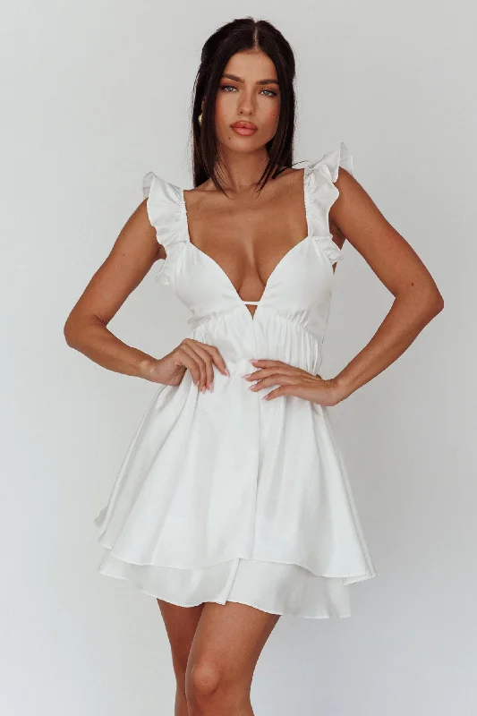 Siren Song Frill Strap Mini Dress White