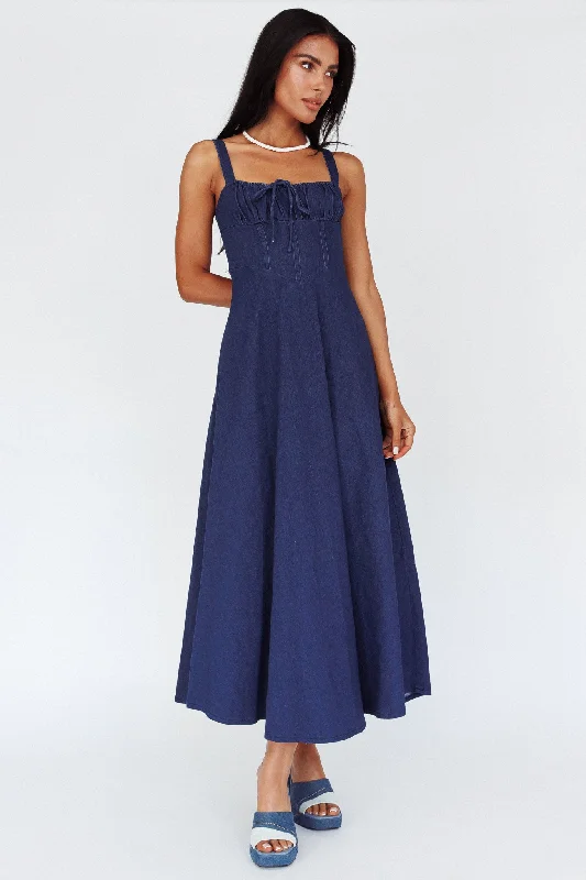 Sweet Pea Tied Bust Maxi Dress Indigo