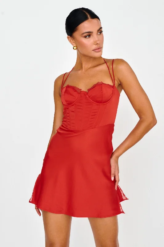 Wishing On A Star Bustier Mini Dress Red