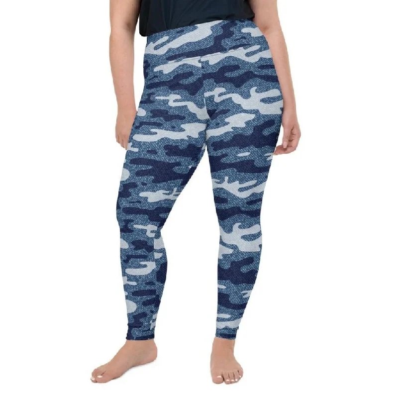 Denim Camo Print Plus Size Leggings