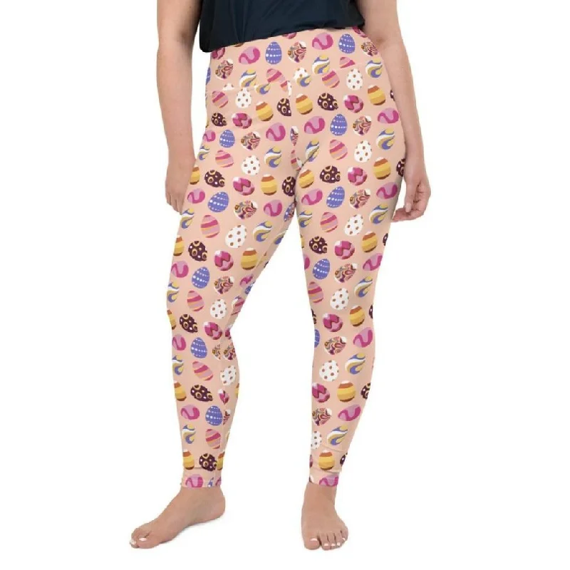 Fun Easter Eggs Pattern Plus Size Leggings