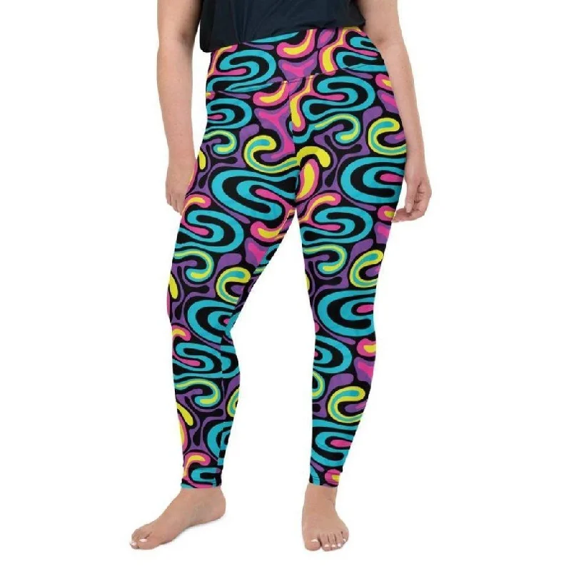 Funky Retro Print Plus Size Leggings