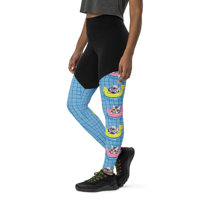 Kittens and Puppies in Floats Compression Leggings