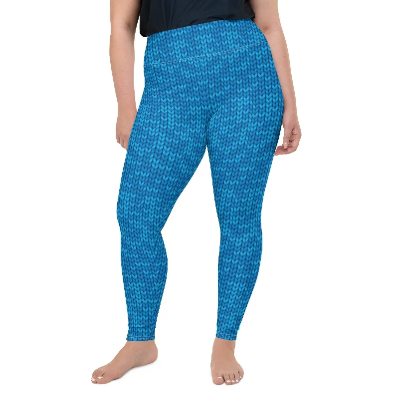 Knitted Print Pattern Plus Size Leggings