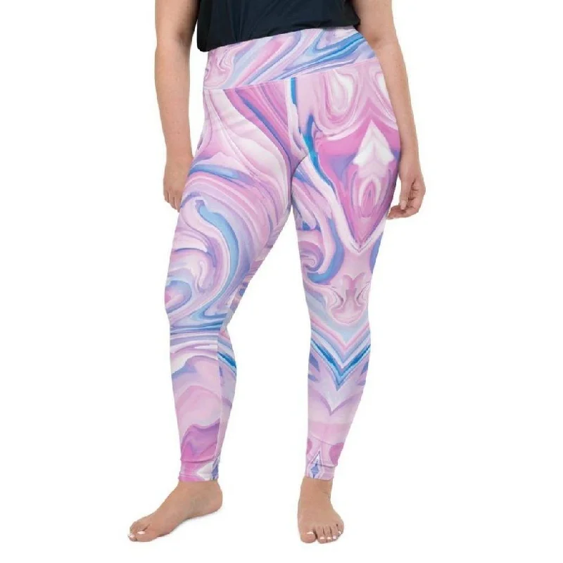 Pink & Blue Marble Plus Size Leggings