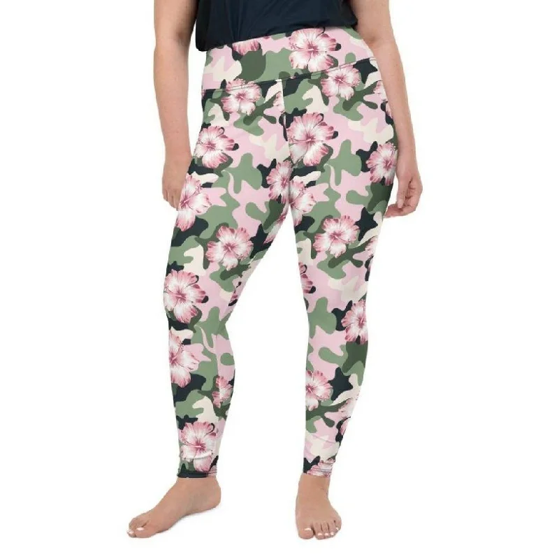 Pink Flower Camo Plus Size Leggings