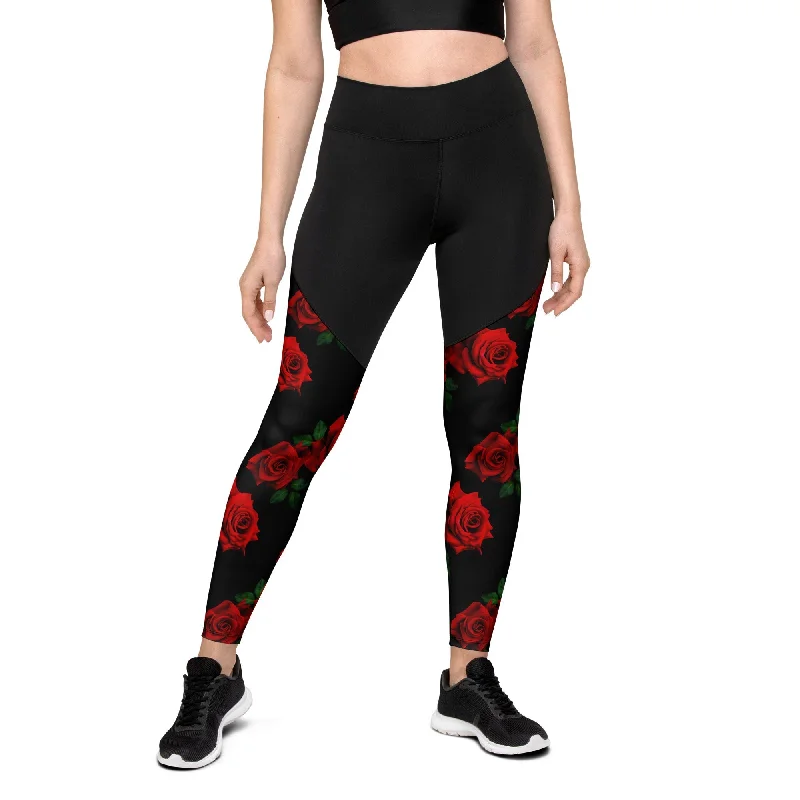 Red Roses Compression Leggings