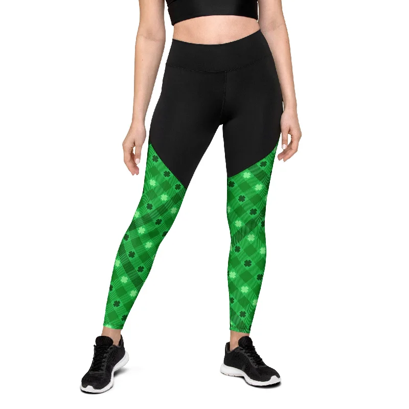 St. Patrick's Day Plaid Compression Leggings