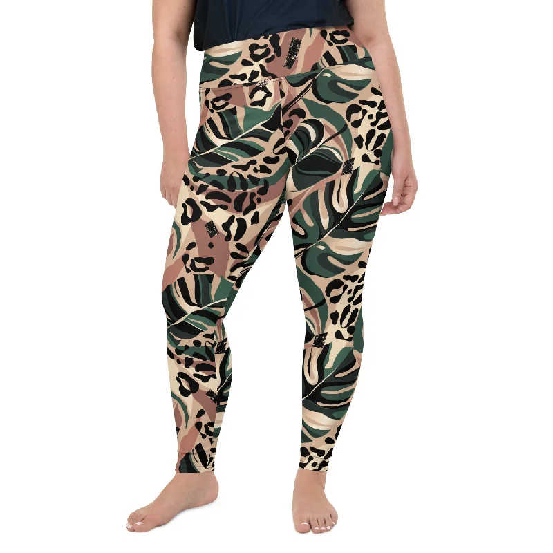 Tropical Leopard Plus Size Leggings