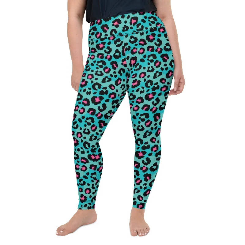 Turquoise Leopard Print Plus Size Leggings