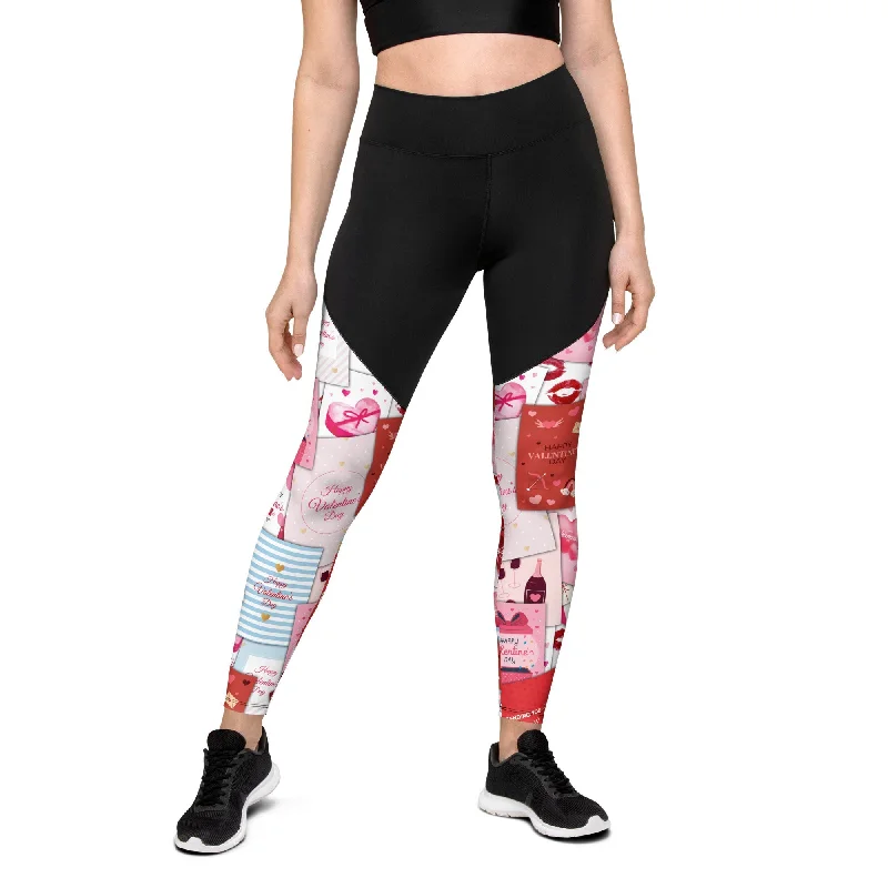 Valentine's Day Cards Compression Leggings