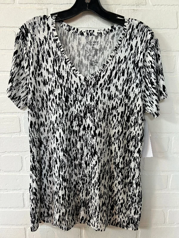 Black & White Top Short Sleeve Basic Nine West, Size M